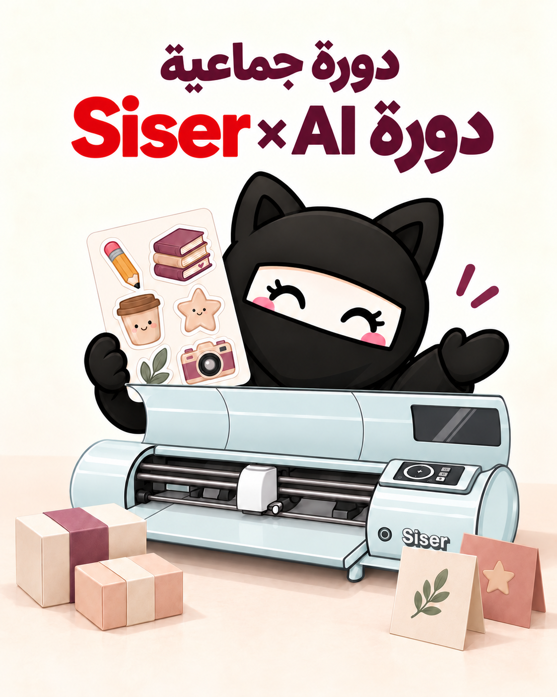 دورة جماعية Siser × AI مع شخصية جنان وجهاز سيزر